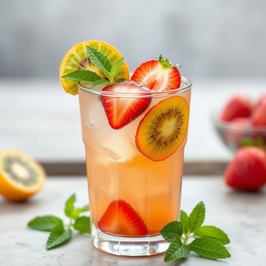 Kiwi and Strawberry Smash Mocktail
