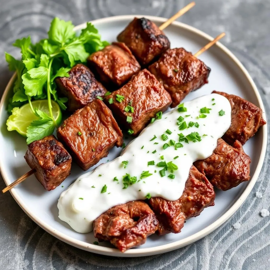 Smashed Beef Kebab With Cucumber Yogurt