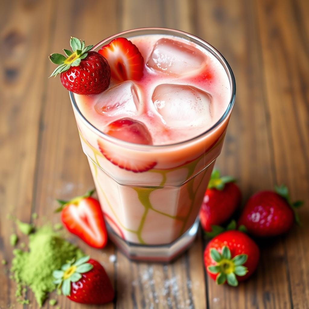 Iced Protein Strawberry Matcha